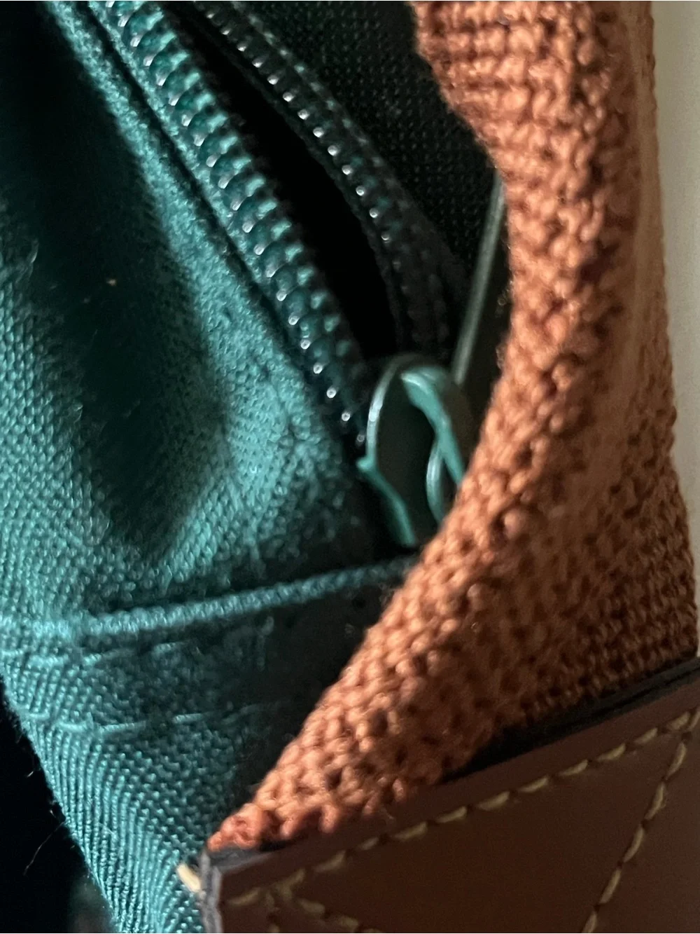 Teal Canvas Messenger Bag with Brown Leather Trim